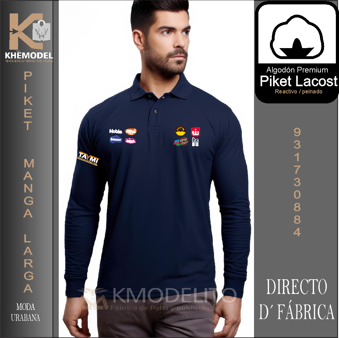 Polos piket cuello camisero manga larga